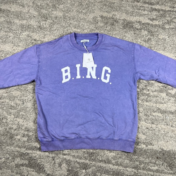Anine Bing Tyler Sweatshirt in Washed Lavender - Picture 3 of 4